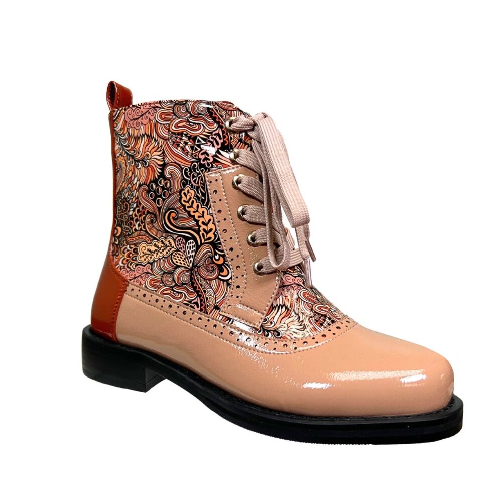 Contemporary Womens Unisex Warm LGBTQ Rainbow Pride Ankle Flat Brown Boots